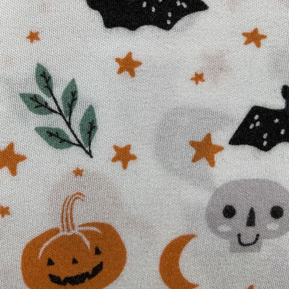 EnVogue Twin Sheet Set 3pc Halloween Pumpkins Ghosts Bats Skulls White Orange